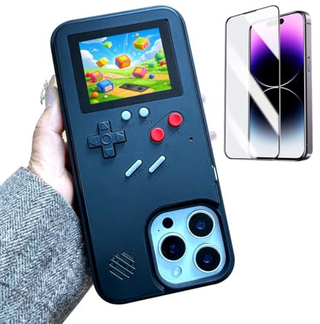 ERAKOLE Game Phone Case for iPhone 12/12 Pro Retro Video Game Cover Funny Playable Design, Shockproof Protective Gamer Case for iPhone, Classic Creative Birthday Gifts, Black