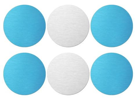 BOXOB 6uds Placa Metal Adhesiva, Tiras Magnéticas Adhesivas de Metal Tiras Magnéticas de Repuesto con Respaldo Adhesivo para Luces LED Magnéticas y Luces Debajo del Mostrador (Redondo)