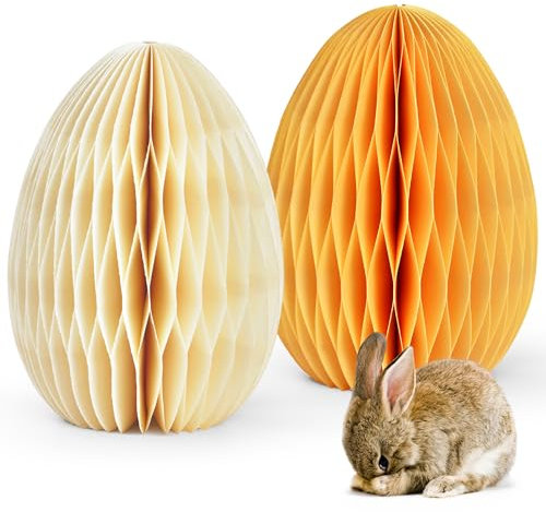 matches21 HOME & HOBBY Osterdeko Ostereier zum Hinstellen weiß gelb Set Dekofiguren - Ø 11 x 15 cm als Frühlingsdeko aus Papier