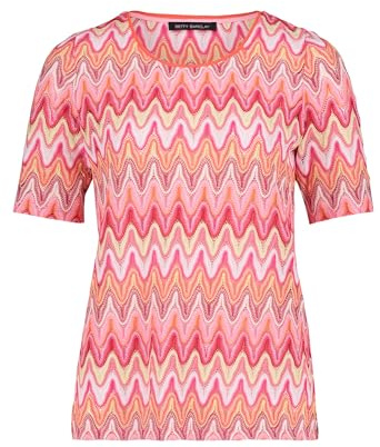 Betty Barclay Damen Spitzenshirt mit Rippbündchen 46, Red/Rosè