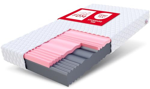 FDM Matratze 140x190 cm Härtegrad H3 H4 Höhe 14 cm Kaltschaummatratze HR-Schaum Visco-Schaum 7 Komfortzonen mit Hypoallergenem Waschbarem Jersey Bezug Oeko-Tex Select