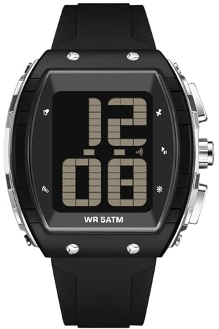 Digitale Armbanduhr Herren mit übergroßen Ziffern Sprechende Uhr(auf Englisch) mit lautem Wecker Ideal für Senioren Digitaluhr Herrenarmbanduhren Wasserdichte Militär Uhren mit LED-Leuchtdisplay