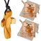 ZhuiFengA Collier avec pendentif croix en bois d'olivier, 2 pièces, croix « Cross My Hearts », sur cordon noir, pour homme et femme
