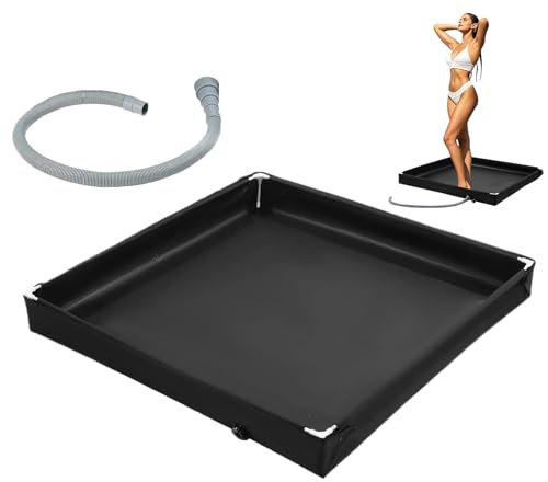 Bac de douche portable pliable avec système de drainage pour extérieur, fournitures de salle de bain, camping-car, randonnée, auvent, camping, tente, 80,1 x 80,1 x 10 cm