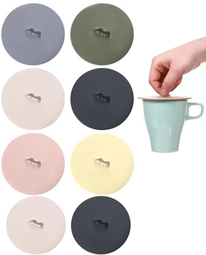 Wmzjnljy 8pcs 10cm Silicone Lids Reusable Mug Covers Anti-dust Drink Glass Cup Lids for Mugs Tea Cups Coffee Cup(Z137-8)