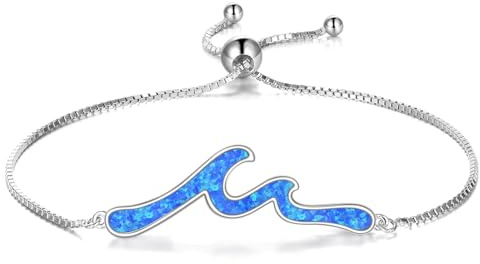 ONEFINITY vågarmband för kvinnor 925 sterlingsilver opal vågor strandarmband oceansmycke gåvor för kvinnor