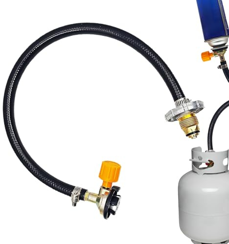 Adattatore per ricarica bombole di propano - Tubo di trasferimento gas, raccordo resistente | Tubo di prolunga ad alta pressione con attacco valvola on/off per ricarica bombole, fornelli, barbecue