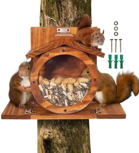Eichhörnchen Futterstation aus Holz - Chipmunk-Feeder mit Belüftungslöchern,Aufhängbar Für Nüsse Maiskolben Heu Im Garten Draußen Am Baum