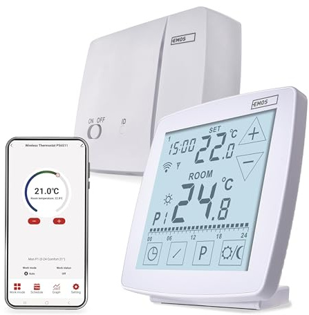 EMOS GoSmart - Termostato intelligente Home con app - WiFi - Termostato aperto - Unità di controllo portatile con funzione touch - risparmio energetico - compatibile Tuya, Smart Life, Google Assistant
