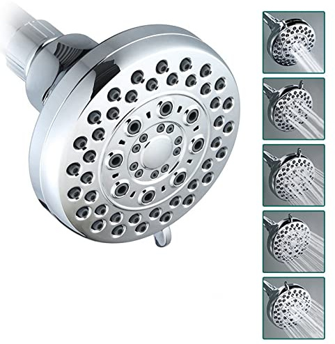 HTTGDGDH Soffione Doccia con Doccetta, Soffione Doccia Fisso Generico, Soffione Doccia A Pioggia Ad Alta Pressione con 5 Impostazioni E Giunto Sferico Girevole in Metallo Regolabi
