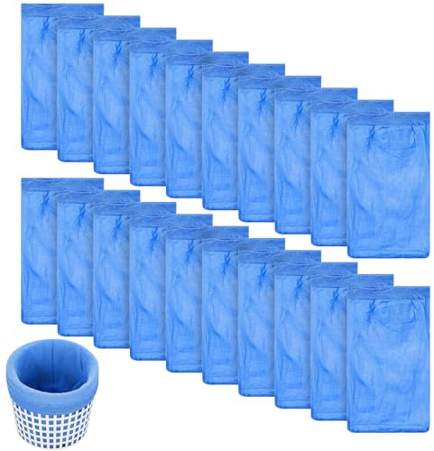 Ewwtrey 20 Pcs Chaussette Piscine, Chaussettes Piscines, Chaussette Panier pour Skimmer pour Piscine, Chaussette en Nylon à Mailles Fines pour piscines, retiennent débris et Feuilles (Bleues)