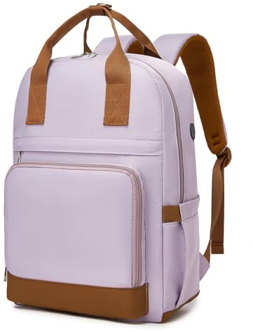 Kono Mochila para Ordenador Portátil 15,6 para Mujer, Morado/Marrón | Antirrobo, Repelente al Agua, Gran Capacidad, Organización Interior, Elegante, Instituto, Universidad, Trabajo y Viajes