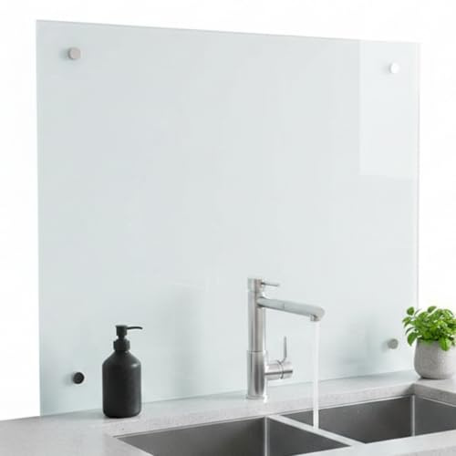 Mucola Küchenrückwand Spritzschutz Küche Glas 6 mm ESG 80x40 cm Milchglas