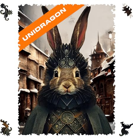 UNIDRAGON Holzpuzzle für Erwachsene - Count Rabbit Puzzle - 250 Teile | 32 x 23 cm - Einzigartig geformte Puzzleteile - Lasergeschnittenes Holz - Holzgeschenkbox