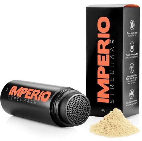 IMPERIO Streuhaar zur Haarverdichtung & vollem Haar in Sekunden. Schütthaar für einen authentischen Look. 100% Natur! In Premium Friseurqualität - 26g (Hellblond)