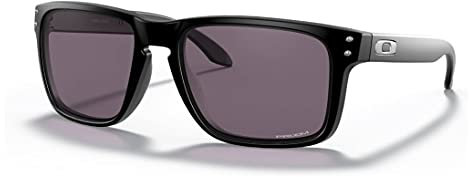 Oakley Holbrook XL Sunglasses Matte Black with Warm Grey Lens + Sticker, blue, Black, One Size