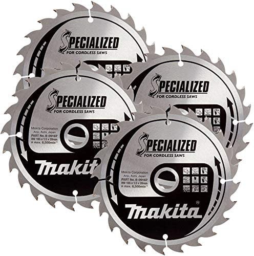Makita B-09167 165mm x 24T x 20mm Specialized Circular Saw Blade Pack of 4