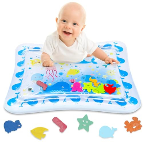 Airlab Tapis Éveil Gonflable Bébé, Tapis Eau Gonflé Enfant, Coussin Gonflable Jeu PVC Garçon Fille Plus 3 6 9 12 Mois, Cadeau Anniversaire Pâques Halloween Noël Jeux 70x50 CM