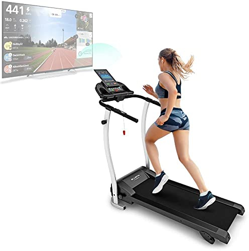 Bluefin Fitness KICK 2.0 Innovatives High-Speed Laufband, Klappbar | Kinomap App | Live Video Streaming | Video Coaching & Training | Leise | 12 Km/h + 18% Steigung | Gelenkschutz | HRC Sensoren