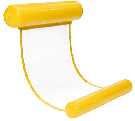 KINGDUO 130x73cm Hamaca de Agua de Verano Colchón de Aire Flotante Hamaca de natación Inflable Barco Piscina Silla Asiento Cama Carga máxima 200 kg - Amarillo