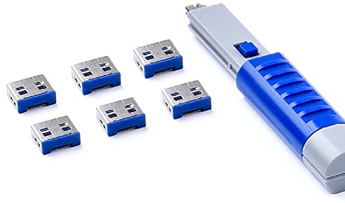 SmartKeeper ESSENTIAL / 6 x USB A-Port Blockers mit 1 x Lock Key Basic/Dunkelblau