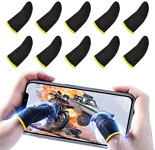 Newseego PUBG Mobile Game Finger Sleeves,10 Pcs Touch Screen Finger Sleeves Leichter&Atmungsaktiver Professioneller Game Finger Sleeve mit Rutschfester&Schweißfester Oberfläche Hohe Empfindlichkeit