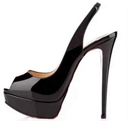 DQS Scarpe da Sposa da Donna Scarpe Rosse con Tacco Alto in Vernice Rossa Tacchi Alti da 14 cm Scarpe da Donna con Tacco Impermeabile Décolleté