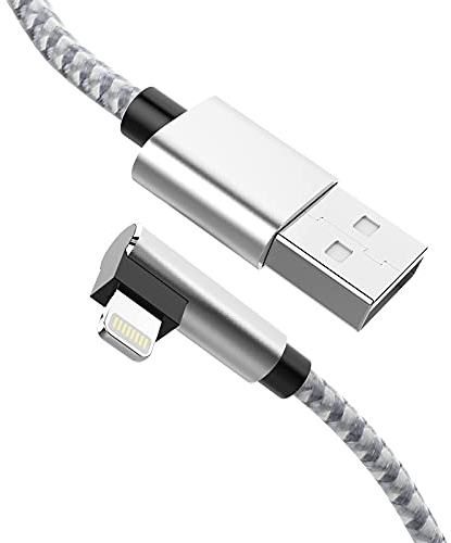 MTAKYI Cable USB En ángulo Recto del Cargador De iPhone De 90 Grados, Cable Lightning En ángulo Recto Superlargo De 5 m Compatible con iPhone 14/14 Pro/13/12/ 11/ XS/XR/XS/MAX/ 8/7/ 6