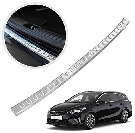 CHROMEMASTER | Ladekantenschutz Stoßstangenschutz | Kompatibel mit Kia Ceed 3 Sportswagon/Kombi 2018+ ; Gebürsteter Edelstahl, Silber Matt; Unsere Lackschutzleiste Sichert den Heckstoßfänger