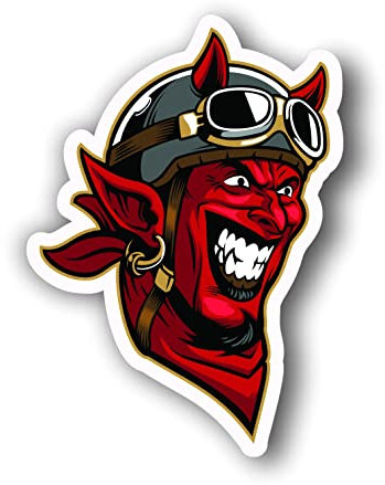 AMA SHOP sticker adesivo sagomato diavolo motociclista in pvc per decalcomanie parete murale auto moto casco camper barca