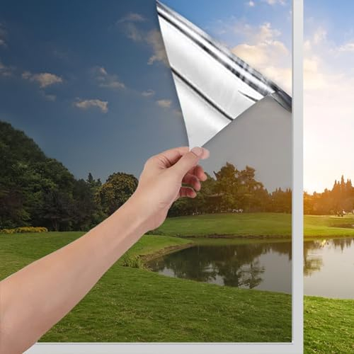 Fenster Spiegelfolie Blickdicht Außen UV Folie Fenster Hitzeschutz 100x200cm, Sonnenschutzfolie Fenster innen, Thermofolie Fenster gegen Hitze, Fensterfolie Sonnenschutz