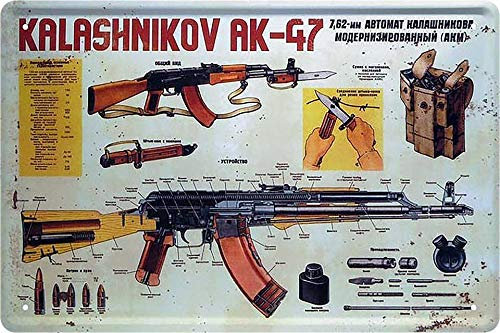 Blechschild ''Kalashnikov AK-47'' 20x30cm Geschenk Lustige Sprüche Feier Vintage Retro Geburtstag Deko Party Überraschung Fan Waffen Gewehr Krieg Schiessen Jagt