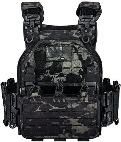YAKEDA Tactical Outdoor Vest for Men /1000D Nylon Quick Release Laser-Cutting Modular Lightweight Vest
