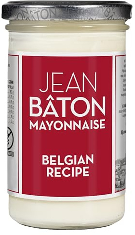 JEAN BÂTON - Mayonnaise Belgian Recipe | Authentisch flämische Mayonnaise, hergestellt nach belgischem Rezept. Frisch-saure Mayonnaise ideal zu Pommes Frites | Inhalt: 245ml