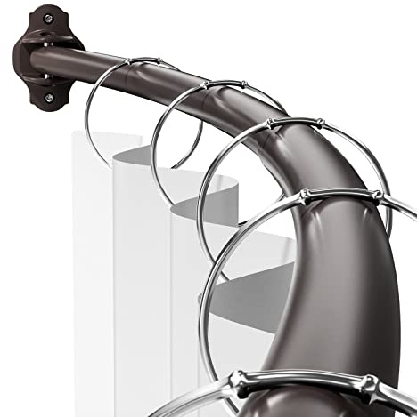 Gebogene Duschvorhangstange, verstellbar, 101,6–182,9 cm, extra breit, gebogene Duschstangen für Badezimmer, rostfreie Duschstange, Edelstahl, gebogene Gardinenstange für Dusche, Badewanne, Bronze