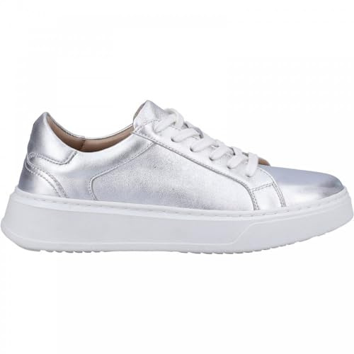 Hush Puppies Women's Camille Lace Cupsole Trainers, Silver, 3