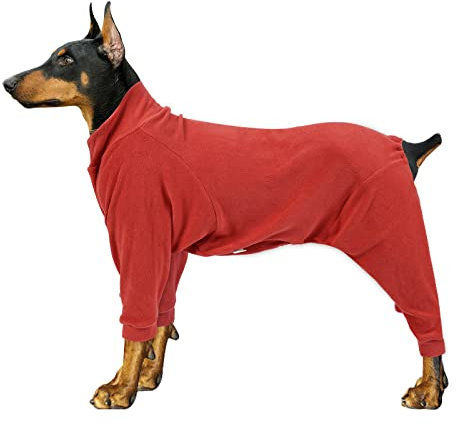 VasedGins Dog Winter Coat Christmas Jumper Coats Outfit Clothes Onesie Xmas Fleece Coat With Legs Warm & Jackets Small Medium Large Pet Indoor & Outdoor Wear,M,Red