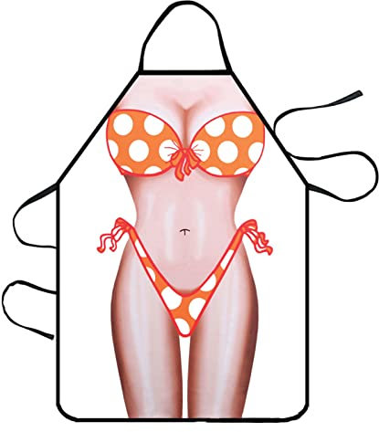 maxToonrain Aprons For Women Pink,Christmas Gifts Novelty Kitchen Cooking BBQ Apron No Pockets Cute Xmas baking Presents Gift for Couple/Mens/Womens/Hims and Her(1PCS,Polka Dot Bikini)