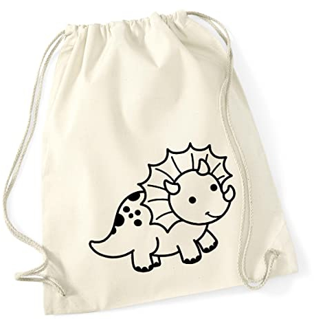 Huuraa Rucksack Triceratops Dinosaurier Geschenk 12 Liter Natural Baumwolle Triceratops Accessoire