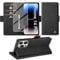 Giyer Handyhülle für iPhone 14 Pro Hülle mit Schutzfolie, Standfunktion Kartenfach Wallet Premium Leder Schutzhülle für iPhone 14 Pro 5G 6.1 Zoll Flip Case Cover Stoßfeste Klapphülle (Schwarz)