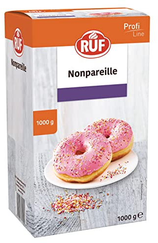 RUF Nonpareilles bunt, Zucker-Perlen, Streu-Dekor in bunten Farben, Mini Zucker-Kugeln zum Verzieren von Eis, Eiswaffel, Donuts, Tortendeko Großpackung 1x1000g