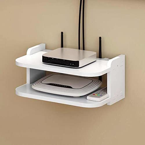 HERCHR WiFi Router Storage Box Floating Shelf TV Set-Top Rack,Wall Mounted Router Storage Box 11.8×7.87×4.9in DVD Player Game Console Rack for Living Room Bedroom