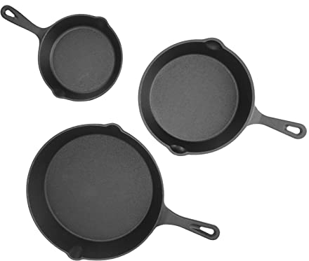 3 Piece Mini Cast Iron Skillet, Round Mini Non Stick Fry Pan Single Egg Frying Pan with Heat Resistant Handle for Cooking Baking Cookie Brownie