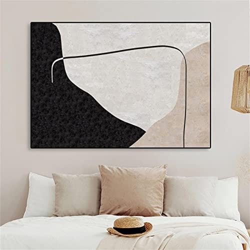 Beige Schwarz Gemälde Große Abstrakte Leinwand Kunst Gemälde Zeitgenössische Kunst Minimalistische Drucke Poster Home Wall Art Decor 60x80cm Rahmenlos