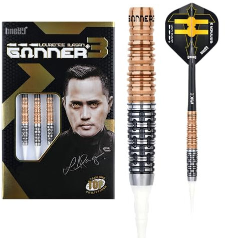 ONE80 Soft Dart Lourence Ilagan The Gunner 3 VHD 90% Tungsten Softtip Dart Softdart Dartpfeile Set mit Schäften und Flights Hochwertige Tungsten Softdarts (Rose, 20 Gramm)