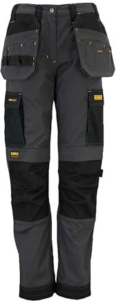 DEWALT Roseville Women's Slim Fit Work Trouser, Pro-Stretch Fabric, Holster and Cargo Pockets, Grey/Black, W12/L29