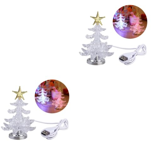 UKCOCO 2st Weihnachtslicht Usb Weihnachtsbeleuchtung Für Computer Miniatur-weihnachtsbaumfigur Usb-mini-weihnachtsbeleuchtung Weihnachtsbaum-nachtlicht Kleiner Weihnachtsbaum Statue