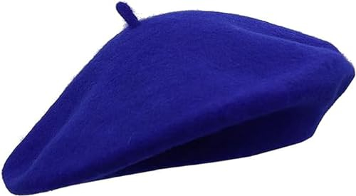 COSHAL® Baskenmütze für Erwachsene aus Wolle, für Herren und Damen, französischer Stil, einfarbig, klassische Farbe, Unisex, weich, warm, Outdoor, Vintage, Künstler, Beanie, Unisex-Kappe, königsblau,