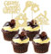 24Pcs Sweet Home Cupcake Toppers Glitter Key Housewarming Cupcake Pick Decorations for Welcome New Home Theme Party Cake Decorations Supplies Gold