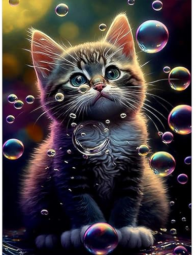 ParNarZar 5D Diamant Painting bilder 30x40cm Verträumte Katze, Klein Eckige Steine DIY vollbild set für Eingangshalle, Treppe, Küche, Speisesaal, Wohnstub, Schlafzimmer
